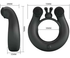 Pretty Love Dahlia Silicone Vibrating Ring 12 Modes Juodas USB Rechargeable
