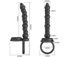 Pretty Love Dillion Dual-Motor Silicone Ring Juodas, 12 Modes, USB