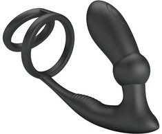 Pretty Love Emoni Juodas Silicone Dual Intimate Ring &amp; Plug, 12 Modes