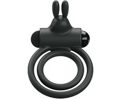 Pretty Love Osmond Silicone Vibrating Support Ring, Atsparus vandeniui, Juodas