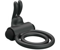 Pretty Love Osmond Silicone Vibrating Support Ring, Atsparus vandeniui, Juodas