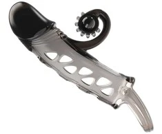 ROMANCE - Penis sleeve, TPE material,vibration, battery LR41*3, Juodas