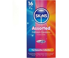 Skins Premium Assorted Latex Condoms Pack 16 pcs - Mixed Textures &amp; Ultra-Thin
