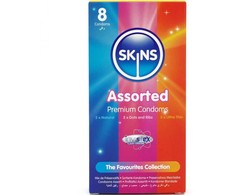 Skins Premium Assorted Latex Condom Pack 8pcs - Natural, Textured, Ultra Thin