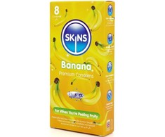 Skins Banana Premium Condoms 8-Pack - Scented, Extra Lubricated, Natural Fit
