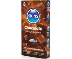 Skins Chocolate Premium Condoms 8-Pack - Scented, Extra Lubricated, Natural Latex