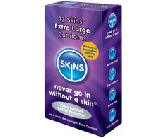 SKINS Extra Large Condoms 12-Pack | Enhanced Comfort 57mm x 205mm