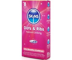 Skins Dots &amp; Ribs Premium 8-Pack Textured Latex Condoms Vanilla Scent