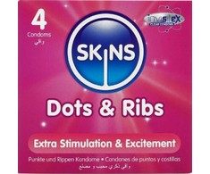 SKINS Dots &amp; Ribs Premium Textured Latex Condoms 4-Pack Vanilla Scent