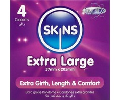 Skins Extra Large Premium Condoms 4-Pack - Ultra-Thin, 57mm, Vanilla Scent