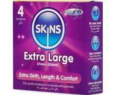 Skins Extra Large Premium Condoms 4-Pack - Ultra-Thin, 57mm, Vanilla Scent