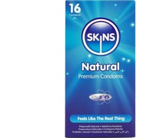 Skins Natural Premium Latex Protection 16-Pack, Ultra-Thin &amp; Vanilla Scent