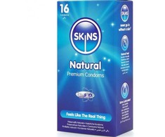 Skins Natural Premium Latex Protection 16-Pack, Ultra-Thin &amp; Vanilla Scent
