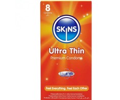 Skins Ultra Thin Premium Latex Condoms 8-Pack - Extra Lubricated, 55mm