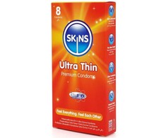 Skins Ultra Thin Premium Latex Condoms 8-Pack - Extra Lubricated, 55mm