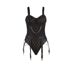 Subblime Bodies Subblime 9542277 Bodysuit with Decorative Chains &amp; Garter Belt Juodas L/XL