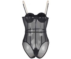 Subblime Bodies Subblime Bodysuit S/M Juodas - Metal Chain Strap, Sheer Design