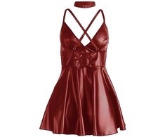 Subblime Dresses SUBBLIME Burgundy Nightdress S/M with Adjustable PU Leather Straps