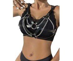 Subblime Fetish Subblime 953713 Juodas Punk-Inspired Belt with Metal Buckle, One Size