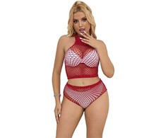Subblime Sets Rožinė Subblime 952402 Two-Piece Fishnet Set with Rožinė Rhinestones, One Size