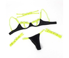 Subblime Sets SUBBLIME 955274 Bra Set Fluorescent Žalias S/M With Necklace &amp; Leg Accents
