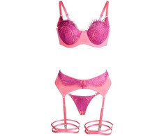 Subblime Sets Rožinė SUBBLIME 955366 Lingerie Bra Set Rožinė &amp; Violetinė Lace L/XL Adjustable Straps