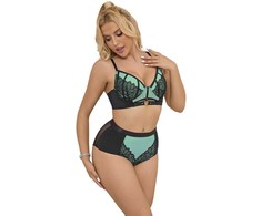 Subblime Sets SUBBLIME 955564 Žalias Patent Mesh Bra Set L/XL - Elegant Push-Up Design