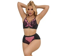 Subblime Sets Rožinė SUBBLIME 955571 Rožinė Patent Mesh Bra Set S/M - Elegant Lace &amp; Support