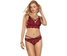 Subblime Sets Subblime Two-Piece Lace Lingerie Set L/XL - Raudona &amp; Juodas, Adjustable Fit