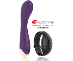 Treasure Hansel Curved Silicone Vibrator - WatchMe Compatible, 17.5cm, Violetinė