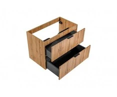 Comad Ąžuolo spalvos pakabinama vonios spintelė su praustuvu Adel oak, 80 cm