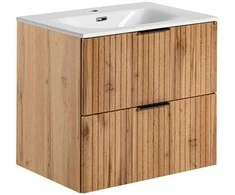 Comad Ąžuolo spalvos pakabinama vonios spintelė su praustuvu Adel oak, 60 cm
