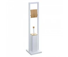 5five Simply Smart Pastatomas baltas metalinis WC šepečio stovas su tualetinio popieriaus laikikliu