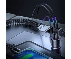 Automobilinis įkroviklis Joyroom JR-CL25, 2x USB + Lightning laidas (juodas)