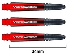 Koteliai Winmau Vecta Blade 360, trumpi, 34 mm, raudonos sp.