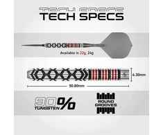 22 gramų strėlytės Winmau Fornax Parallel Switch Point 90% volframo