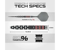 23 gramų strėlytės Winmau Fornax Tapered Switch Point 90% volframo