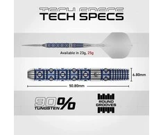 25 gramų strėlytės Winmau Lunaris Parallel Switch Point 90% volframo