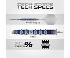 22 gramų strėlytės Winmau Lunaris Tapered Switch Point 90% volframo