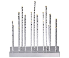 Emos Advento žvakė 19x LED, sidabrinė, 3x AA, 28,5 cm