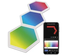 Sieninis šviestuvas Emos Hexagon LED apšvietimo prailginimo rinkinys 1,8 W RGBIC reguliuojamas WiFi GoSmart 3 vnt.