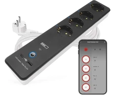 Emos Išmanusis prailginimo laidas 2 m / 4 lizdai / jungiklis / USB / baltas-juodas / PVC / 1,5 mm2