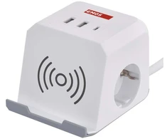 Emos Pailginimo kabelis Cube 2 m 2x lizdas + 2x USB A + 1x USB C + belaidis įkroviklis