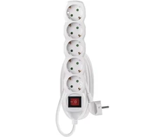 Emos Pailginimo laidas 1,4 m / 5 lizdai / baltas / PVC / 1 mm2