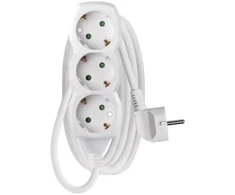Emos Pailginimo laidas 2 m / 3 lizdai / baltas / PVC / 1 mm2