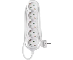 Emos Pailginimo laidas 2 m / 5 lizdai / baltas / PVC / 1 mm²