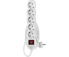 Emos Pailginimo laidas 2 m / 5 lizdai / jungiklis / baltas / PVC / 1 mm²