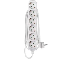 Emos Pailginimo laidas 2 m / 6 lizdai / baltas / PVC / 1 mm2