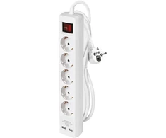 Ilgiklis EMOS, 5 lizdai, 2 × USB, 3 m, jungtukas, baltos sp.