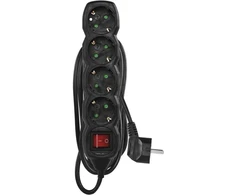 Emos Ilgiklis 4 lizdų 3.0m su įžeminimu, su jungiklius (juodas) 1.0mm²